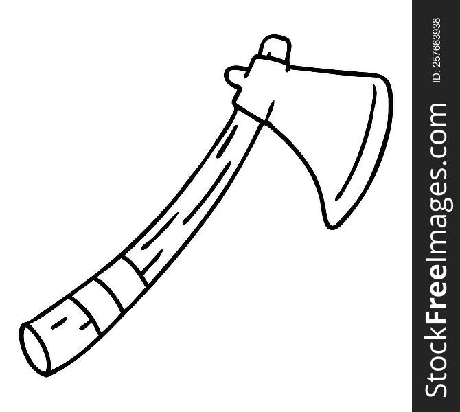 Line Drawing Doodle Of A Garden Axe