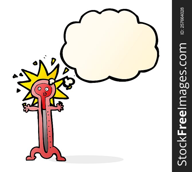Cartoon Thermometer With Thought Bubble