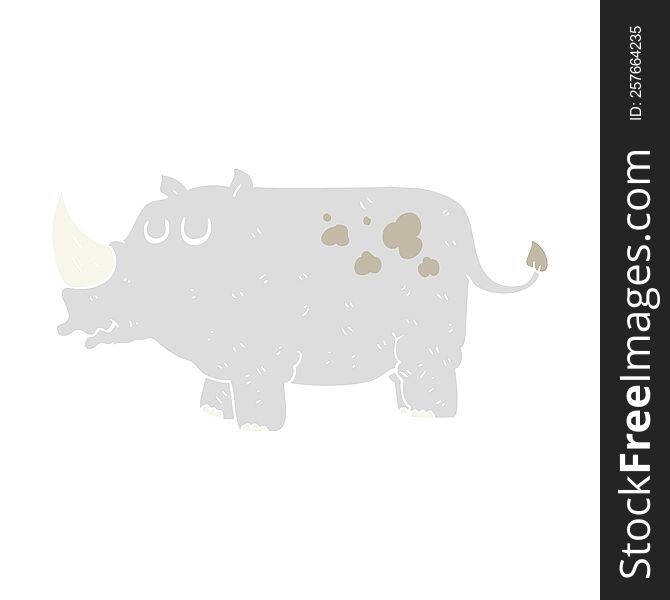 Flat Color Illustration Of A Cartoon Rhino