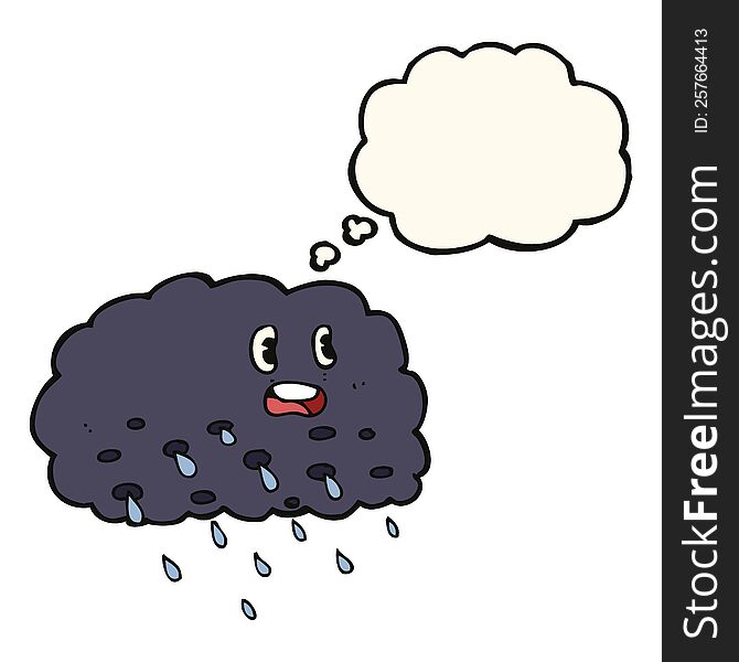 Cartoon Rain Cloud With Thought Bubble