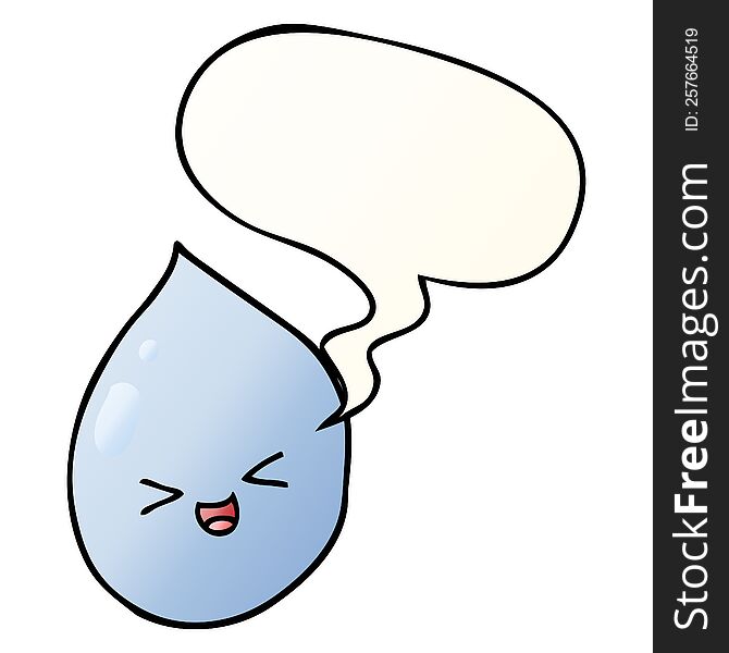 cartoon raindrop with speech bubble in smooth gradient style