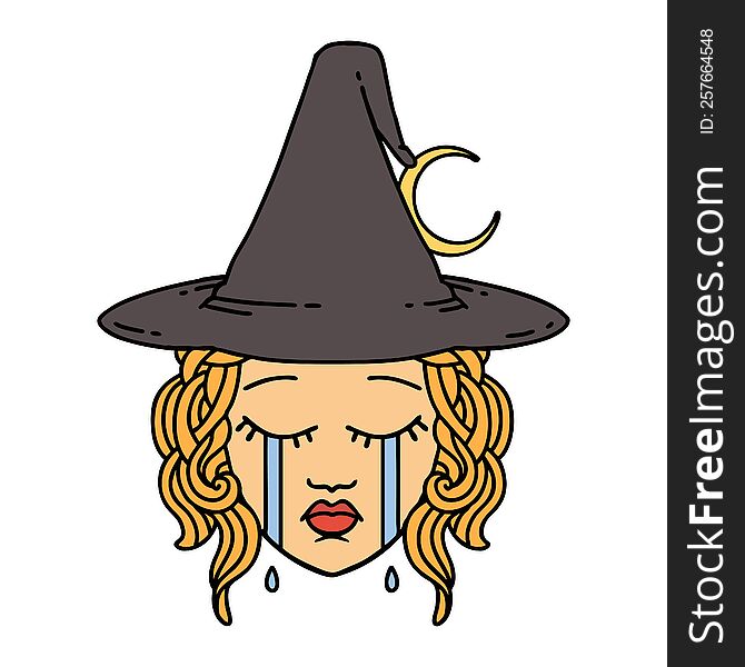 Crying Human Witch Character Illustration