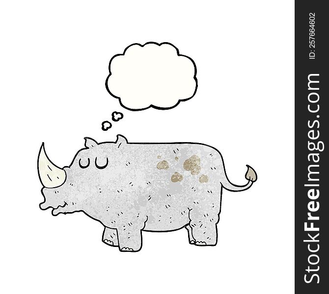 Thought Bubble Textured Cartoon Rhino