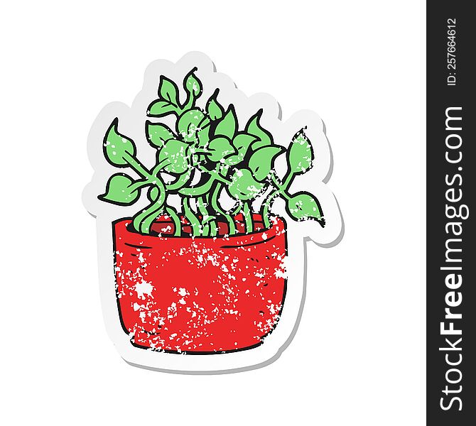 retro distressed sticker of a cartoon house plant