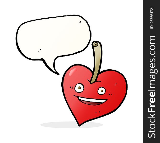 cartoon love heart apple with speech bubble