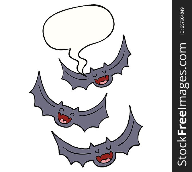 Cartoon Vampire Bats And Speech Bubble