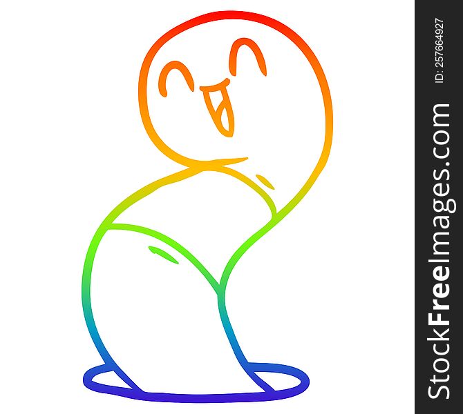 Rainbow Gradient Line Drawing Cartoon Happy Worm
