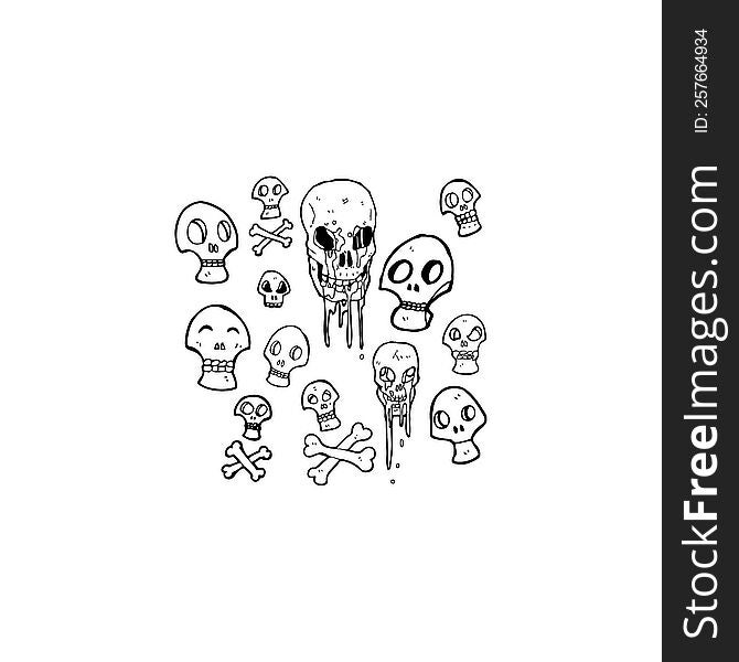 spooky skull symbols cartoon collection