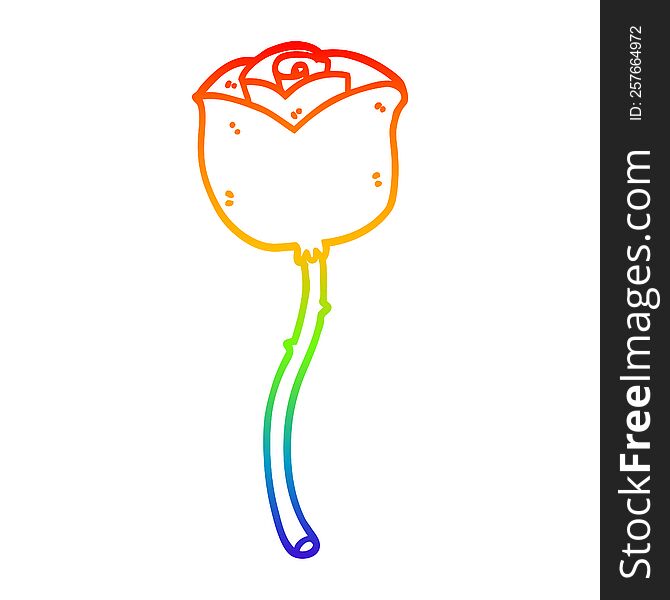 rainbow gradient line drawing of a cartoon rose