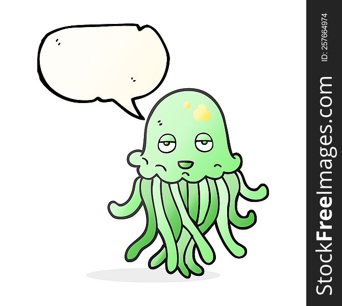 freehand drawn speech bubble cartoon octopus