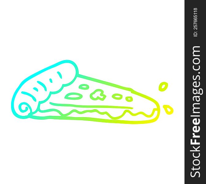 Cold Gradient Line Drawing Cartoon Pizza Slice