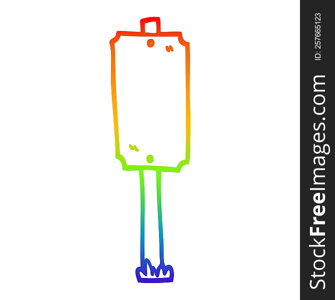 rainbow gradient line drawing of a cartoon blank sign post