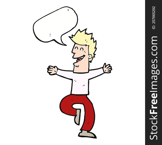 Cartoon Laughing Man With Speech Bubble