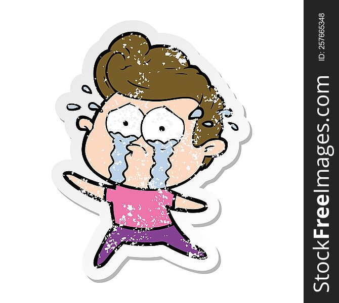 Distressed Sticker Of A Dancing Crying Man