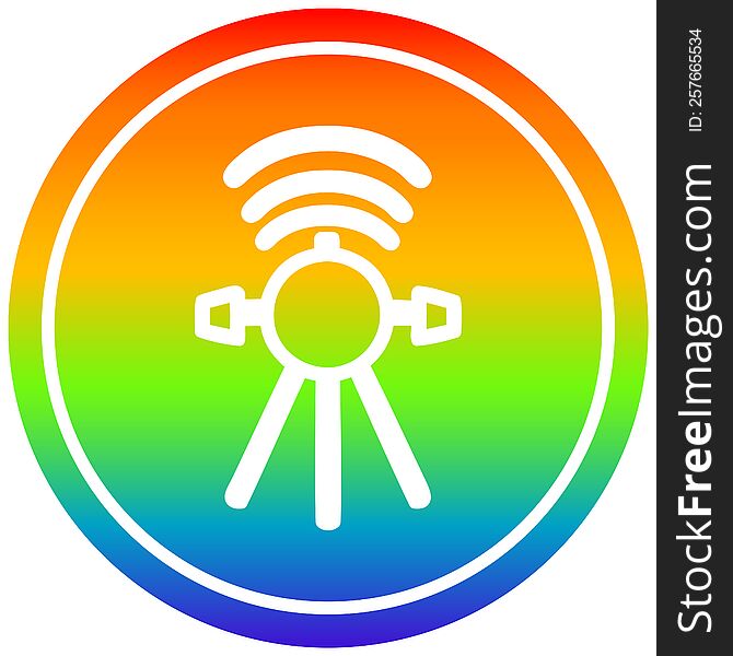 communications satellite circular icon with rainbow gradient finish. communications satellite circular icon with rainbow gradient finish