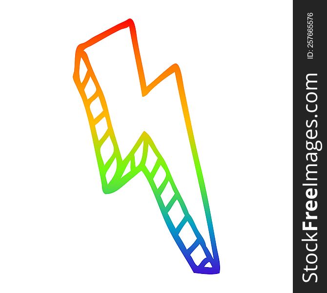 Rainbow Gradient Line Drawing Cartoon Thunder Bolt