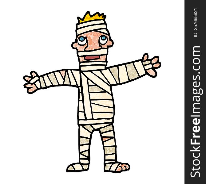 grunge textured illustration cartoon man in bandages