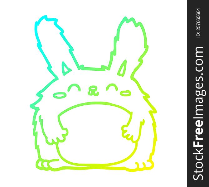 cold gradient line drawing of a cartoon furry rabbit
