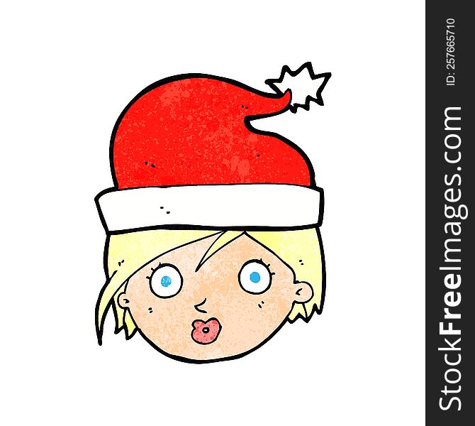 cartoon woman wearing christmas hat