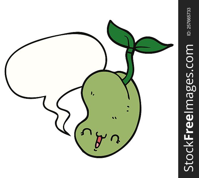 cute cartoon seed sprouting with speech bubble