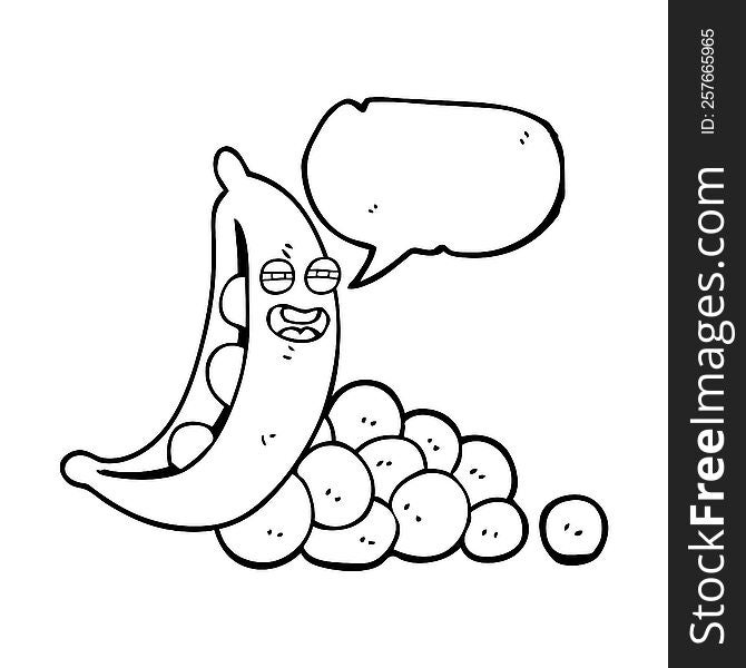 freehand drawn speech bubble cartoon peas in pod