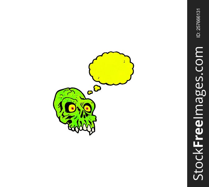 Cartoon Glowing Green Skull