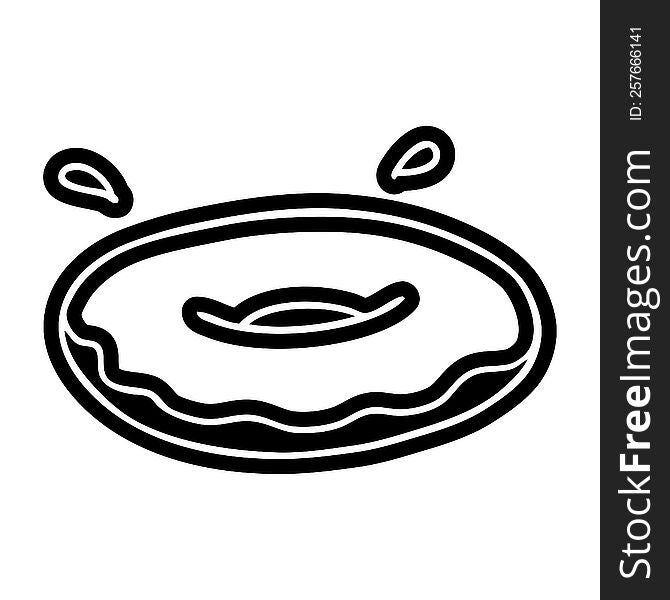 Cartoon Icon Drawing Of An Iced Ring Donut