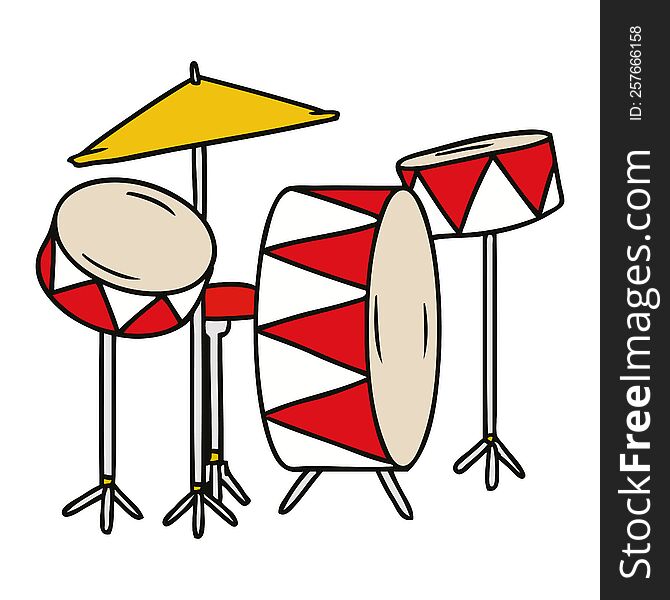 Cartoon Doodle Of A Drum Kit