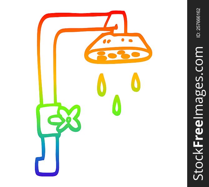 Rainbow Gradient Line Drawing Cartoon Shower Head