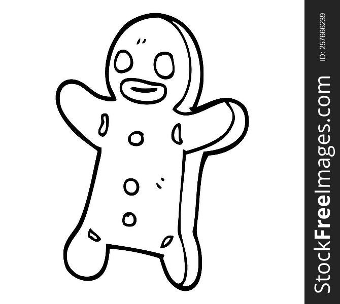 line drawing cartoon gingerbread man