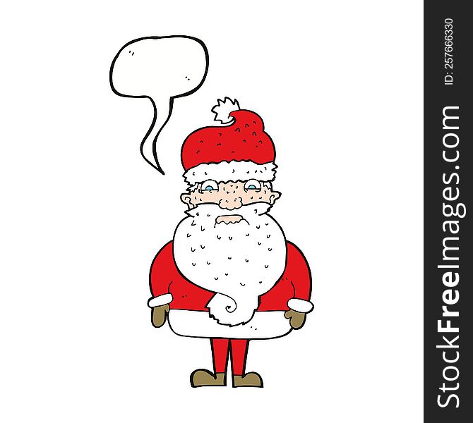 Cartoon Grumpy Santa Claus With Speech Bubble