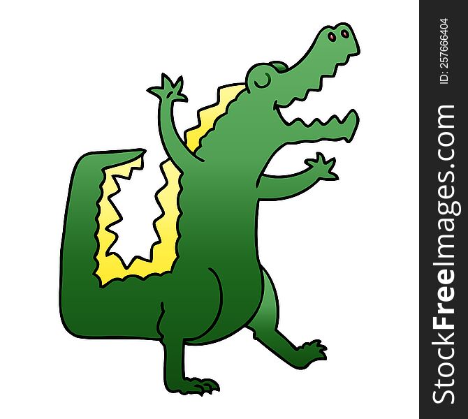 Quirky Gradient Shaded Cartoon Crocodile