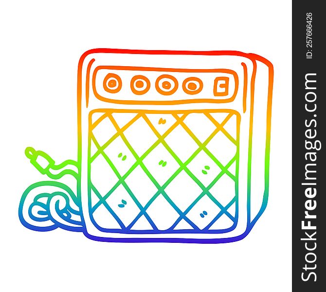 rainbow gradient line drawing of a cartoon retro speaker system