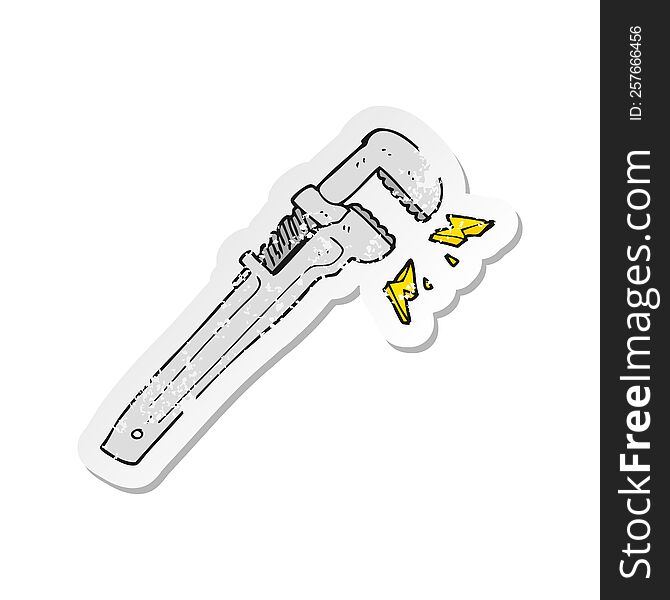 retro distressed sticker of a cartoon adjustable wrench