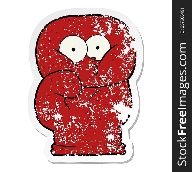 distressed sticker of a cartoon boxing glove