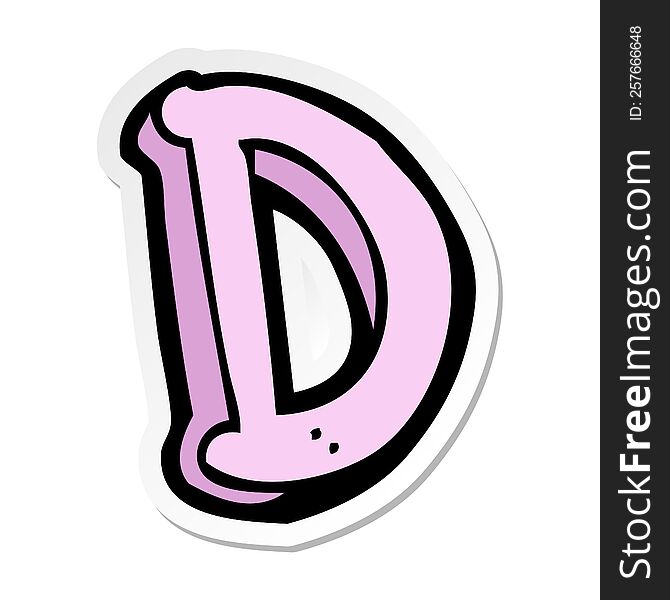 Sticker Of A Cartoon Letter D