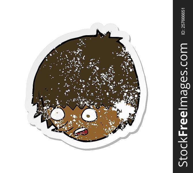 Retro Distressed Sticker Of A Cartoon Stressed Face