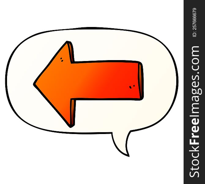 Cartoon Arrow And Speech Bubble In Smooth Gradient Style