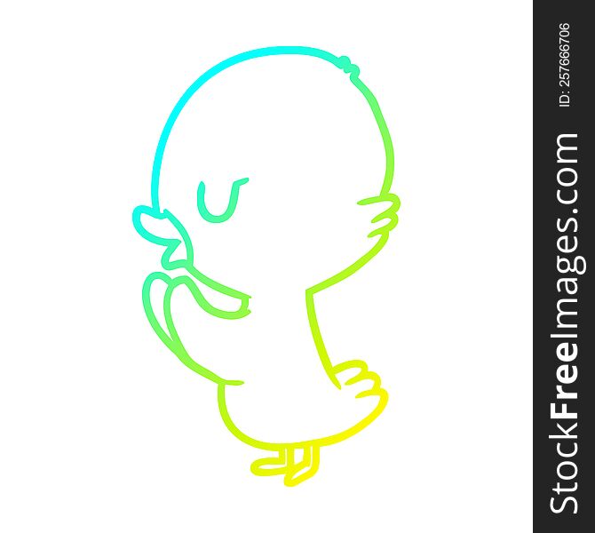 cold gradient line drawing of a cute duckling