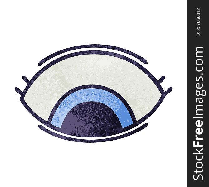 retro grunge texture cartoon of a eye looking down