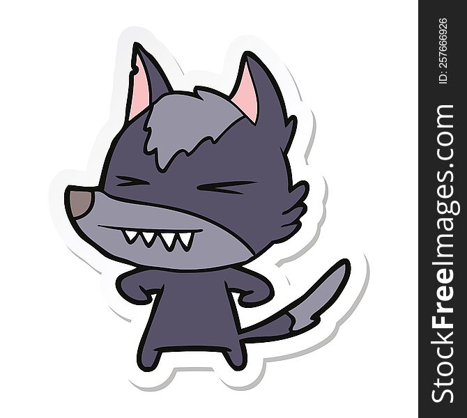 sticker of a angry wolf cartoon