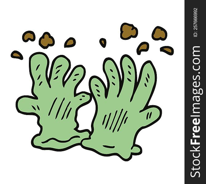 cartoon doodle garden gloves