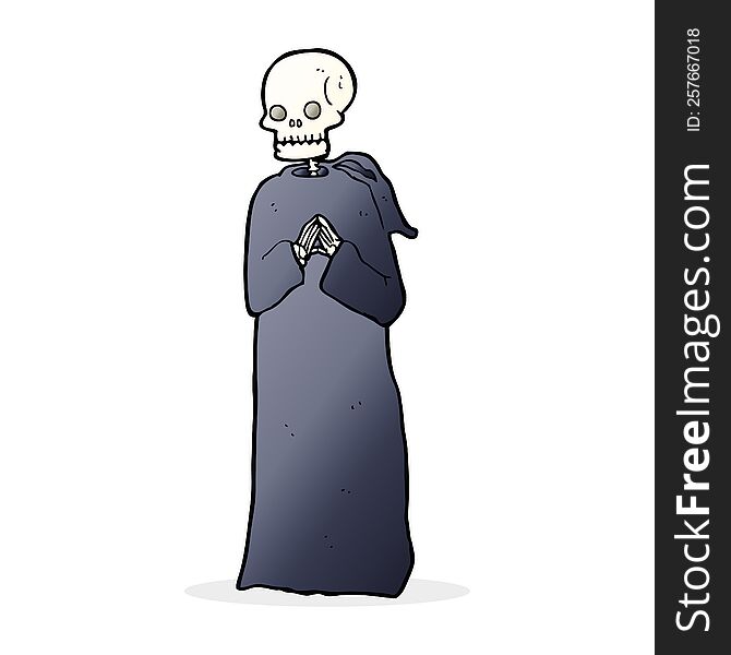cartoon skeleton in black robe