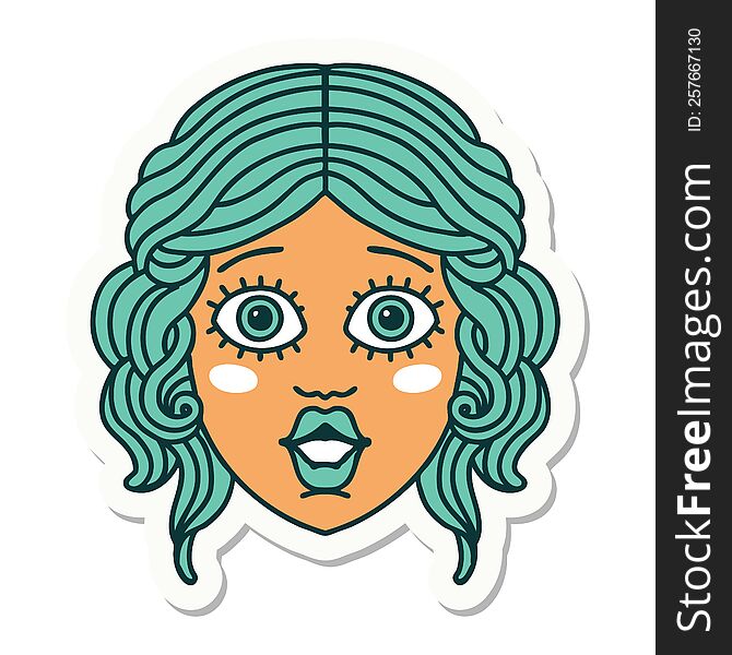 Tattoo Style Sticker Of Female Face