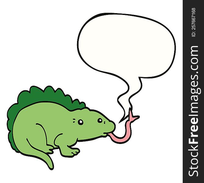 cartoon lizard with speech bubble. cartoon lizard with speech bubble