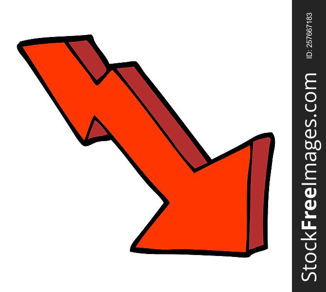 Hand Drawn Doodle Style Cartoon Business Loss Arrow