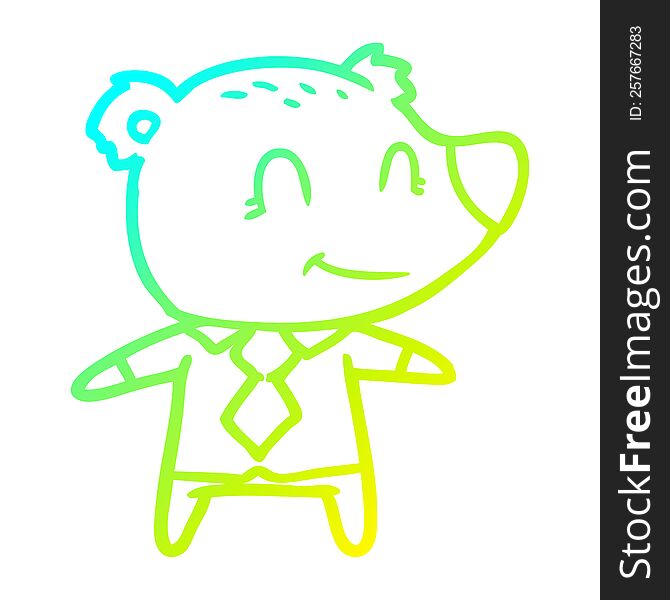 cold gradient line drawing of a cartoon bear in shirt and tie