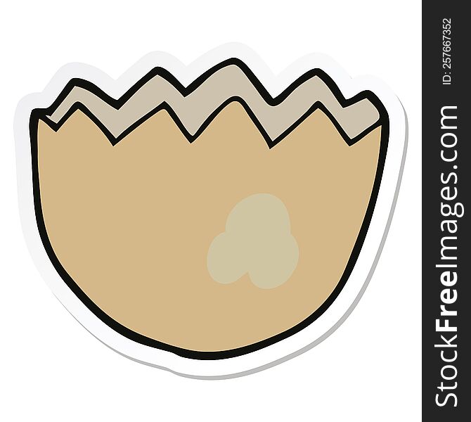 sticker of a cartoon cracked eggshell