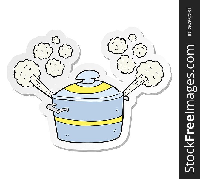 sticker of a cartoon steaming cooking pot
