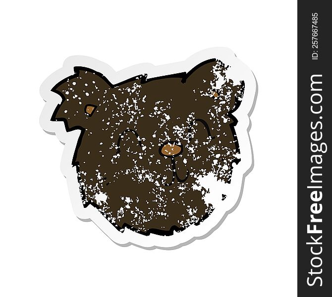 retro distressed sticker of a cartoon happy black bear face